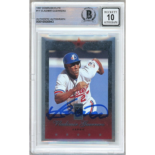 Vladimir Guerrero Montreal Expos Signed 1997 Donruss Elite Card BGS Auto 10 Graded Slab