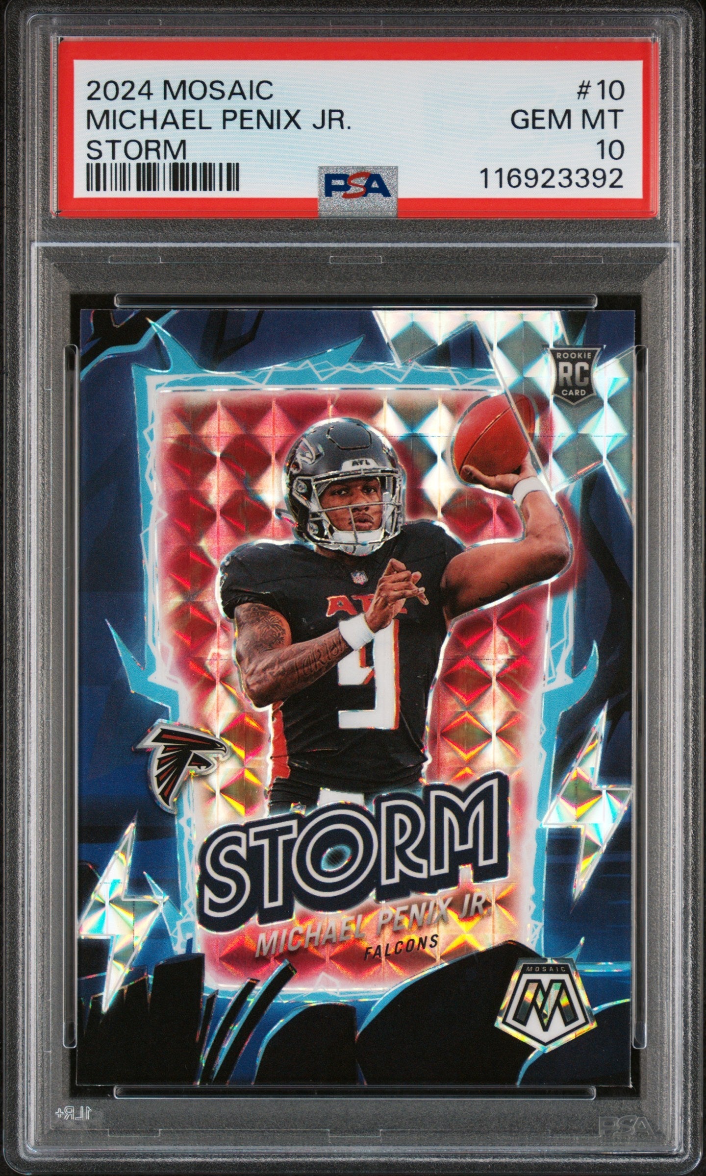 Graded 2024 Panini Mosaic Michael Penix Jr #10 Storm Rookie RC Football Card PSA 10 Gem Mint