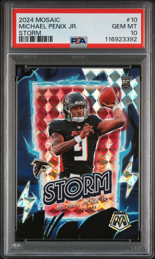 Graded 2024 Panini Mosaic Michael Penix Jr #10 Storm Rookie RC Football Card PSA 10 Gem Mint