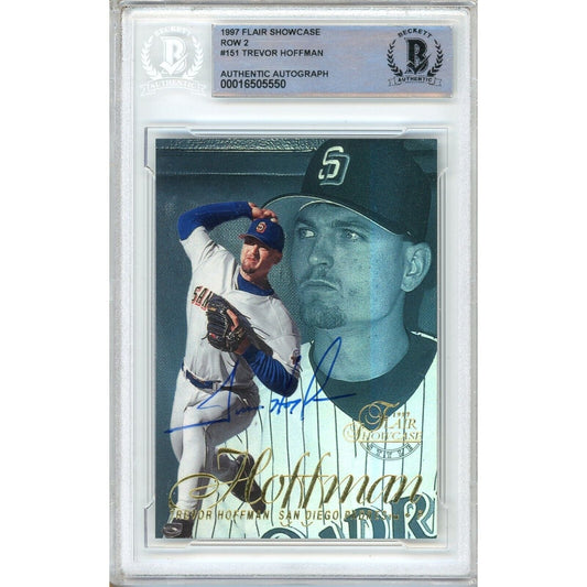 Trevor Hoffman San Diego Padres Signed 1997 Flair Showcase Card Beckett Auth Auto Slab