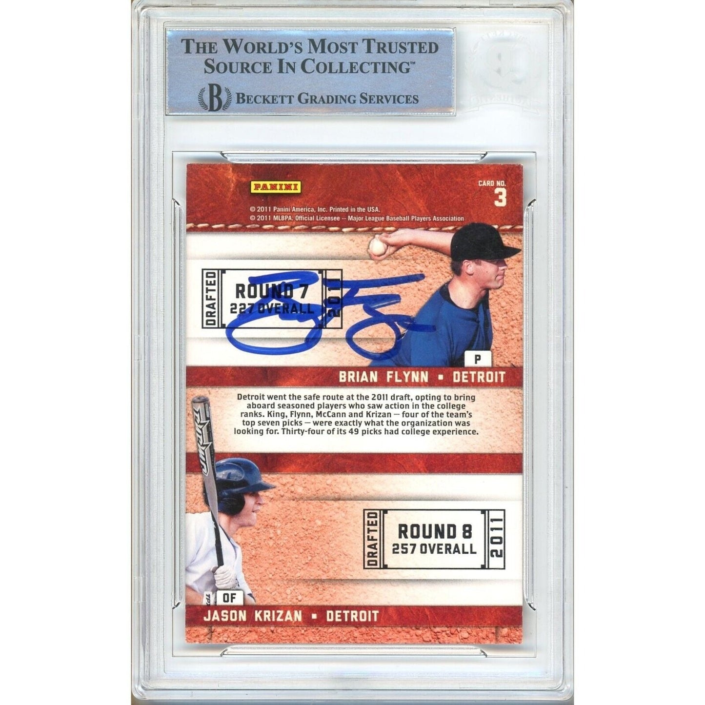 2011 Donruss Elite Extra Edition #3 — James McCann Brian Flynn Duo Autographed Trading Card — Beckett Authentication