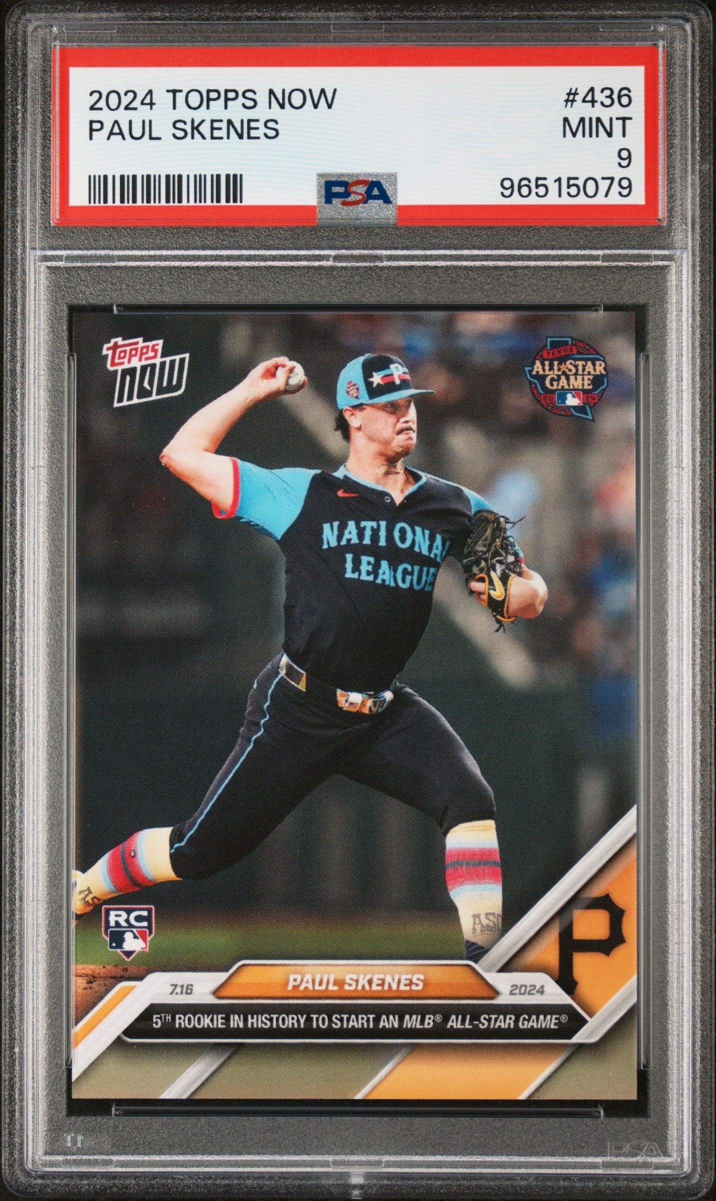 Graded 2024 Topps Now Paul Skenes #436 All Star Game Rookie RC Baseball Card PSA 9 Mint