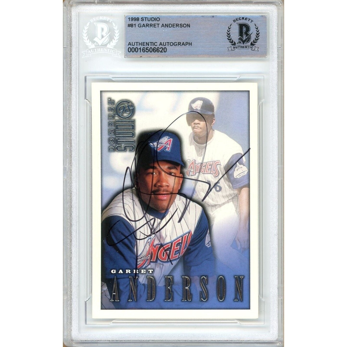 1998 Donruss Studio #81 — Garret Anderson LA Angels Autographed Trading Card — Beckett Authentication