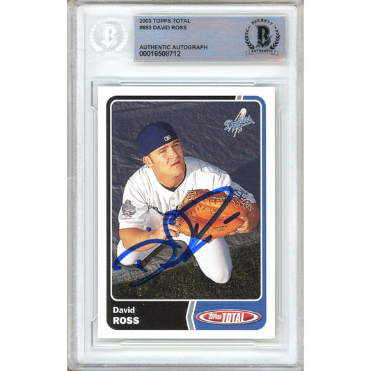 2003 Topps Total #693 — David Ross Los Angeles Dodgers Autographed Trading Card — Beckett Authentication