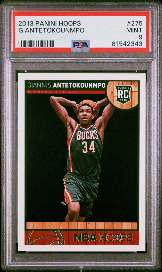 Graded 2013 Panini Hoops Giannis Antetokounmpo #275 Rookie RC Basketball Card PSA 9 Mint