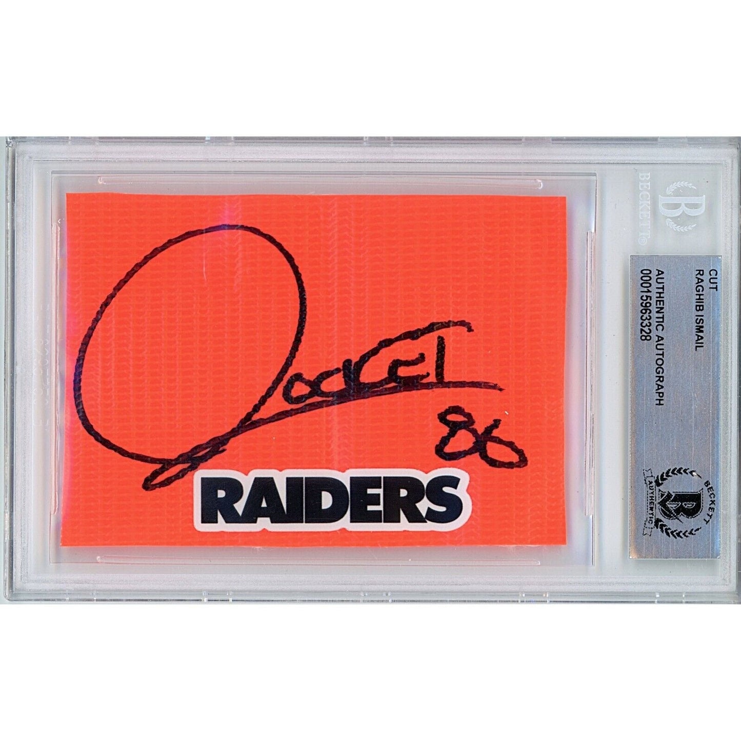 Raghib Rocket Ismail Las Vegas Raiders Signed Football Pylon Cut Beckett Auth Auto Slab - Sport Cards