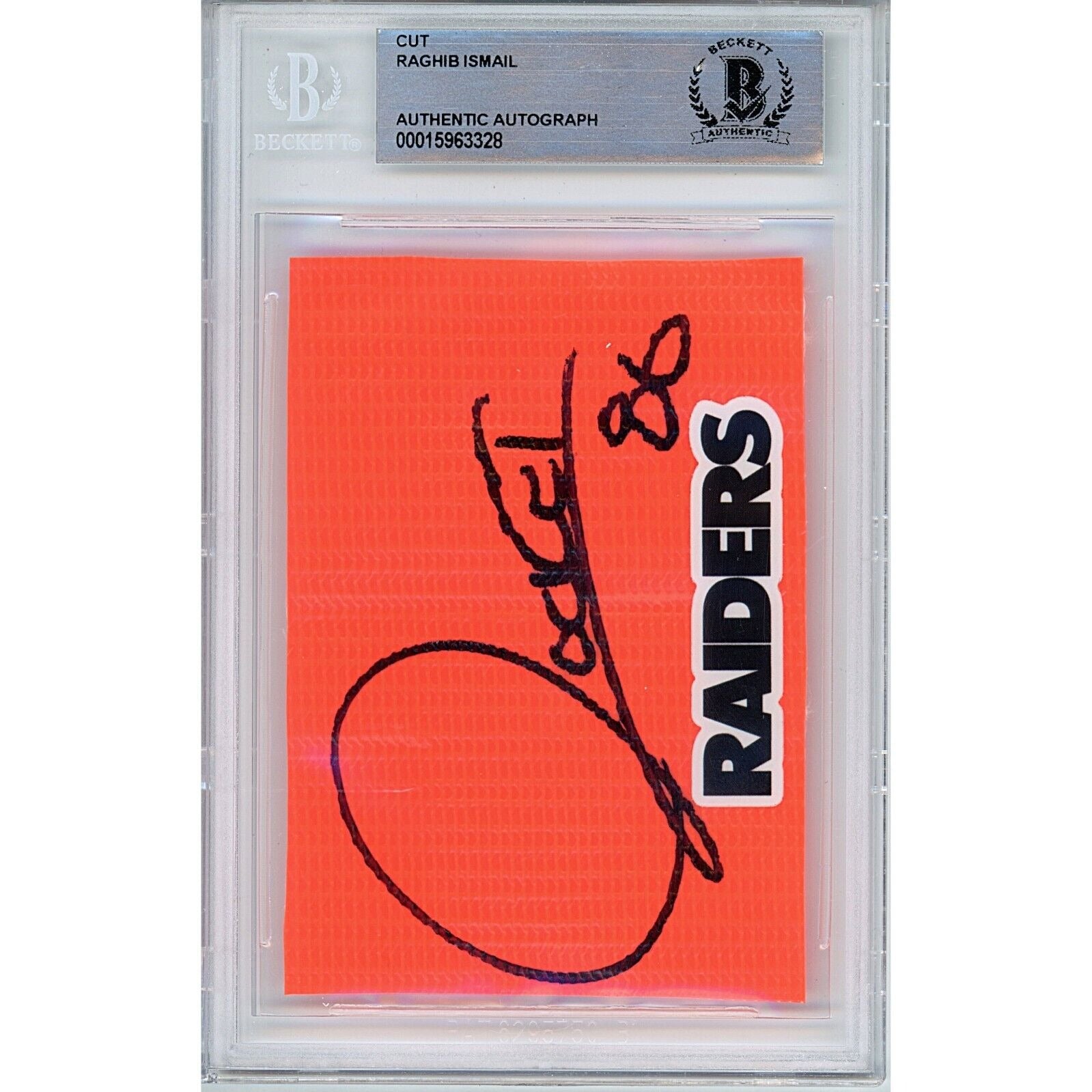 Raghib Rocket Ismail Las Vegas Raiders Signed Football Pylon Cut Beckett Auth Auto Slab - Sport Cards