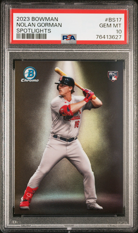 Graded 2023 Topps Bowman Nolan Gorman #BS17 Spotlights Rookie RC Baseball Card PSA 10 Gem Mint