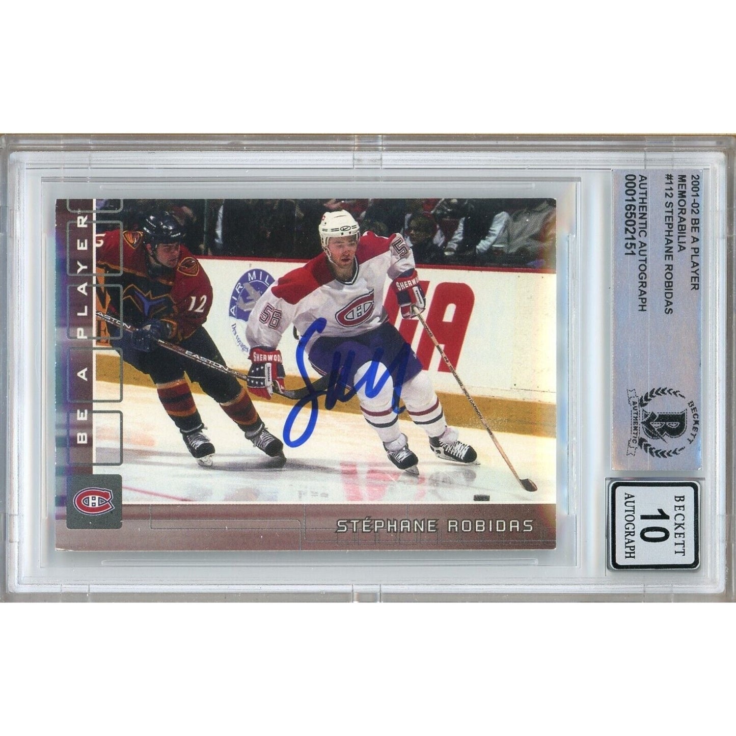 Stephane Robidas Montreal Canadiens Signed 2001 Be A Player Card BGS Auto 10 Graded