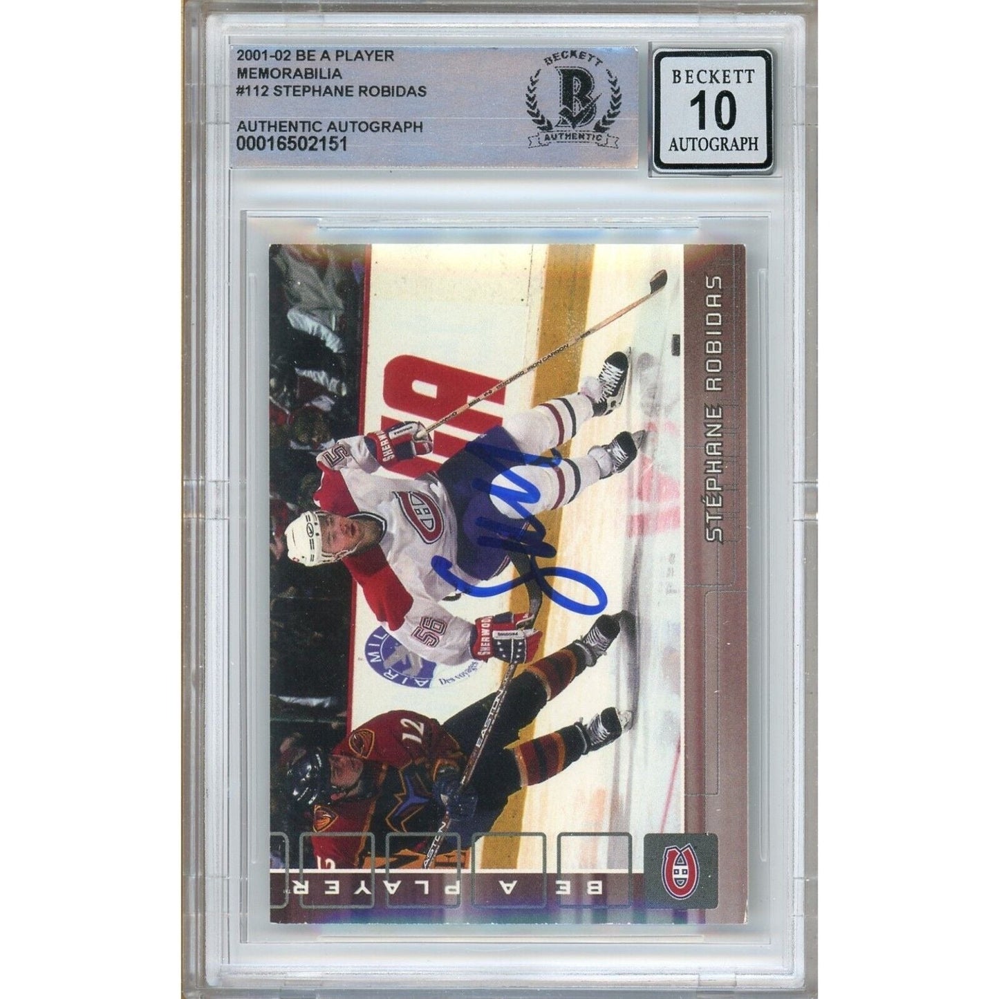 Stephane Robidas Montreal Canadiens Signed 2001 Be A Player Card BGS Auto 10 Graded