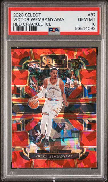 Graded 2023 Panini Select Victor Wembanyama #87 Red Cracked Ice Rookie RC Basketball Card PSA 10 Gem Mint