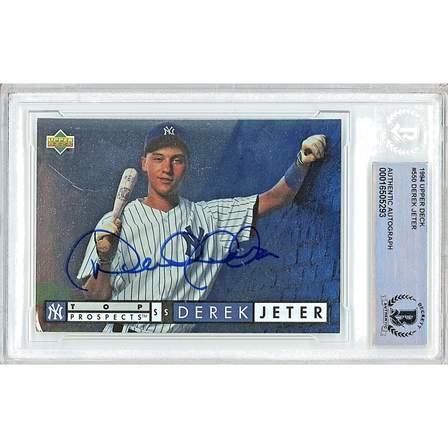 1994 Upper Deck #2 — Derek Jeter New York Yankees Autographed Trading Card — Beckett Authentication