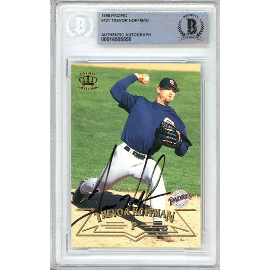 Trevor Hoffman San Diego Padres Signed 1998 Pacific Card Beckett Authentic Auto Slab