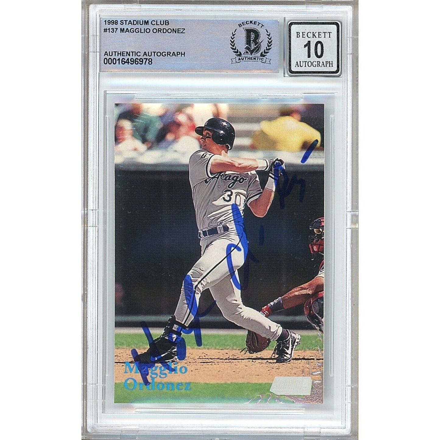Magglio Ordonez Chicago White Sox Signed 1998 Stadium Club Card BGS Auto 10 Graded