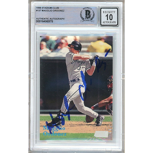 Magglio Ordonez Chicago White Sox Signed 1998 Stadium Club Card BGS Auto 10 Graded