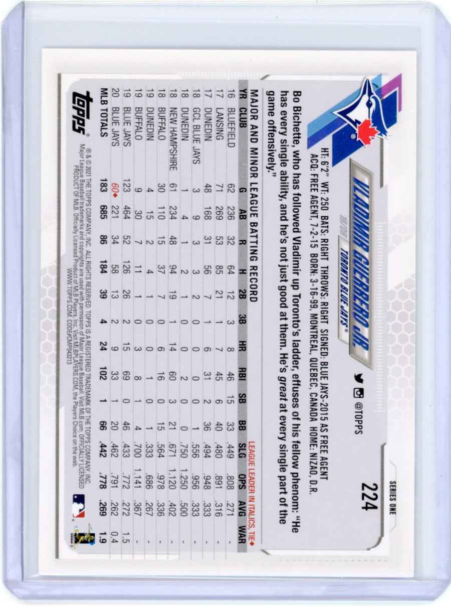 2021 Topps #224 Vladimir Guerrero Jr. Blue Jays Card