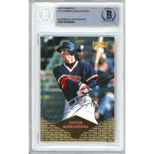 Nomar Garciaparra Boston Red Sox Signed 1997 Pinnacle Baseball Card BAS Auth Auto Slab