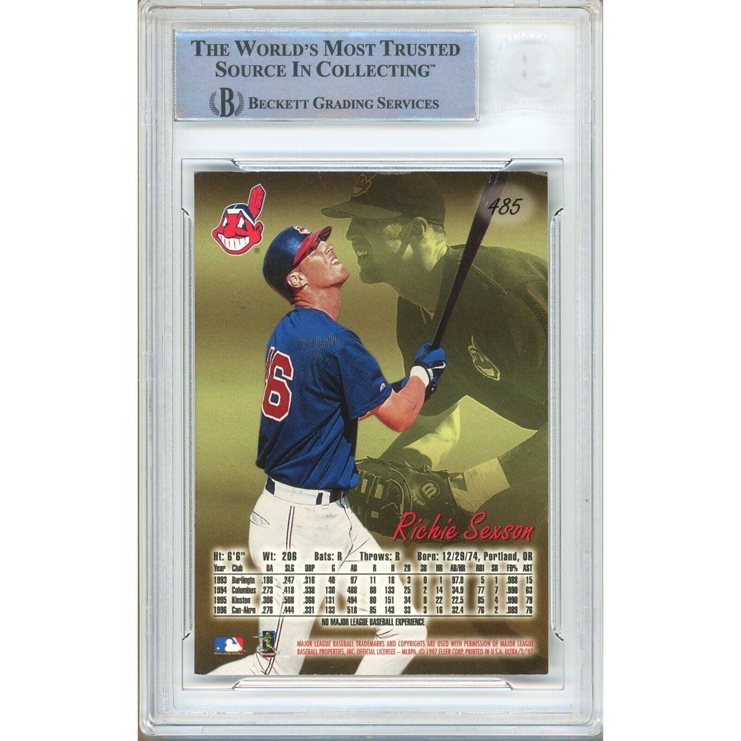Richie Sexson Cleveland Indians Signed 1997 Fleer Ultra Rookie Card Beckett Auth Auto Slab