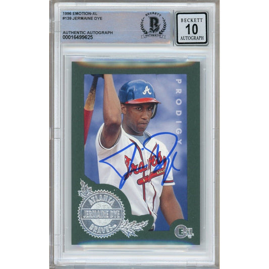 1996 — Jermaine Dye Atlanta Braves Atlanta Braves Autographed Trading Card — Beckett Authentication