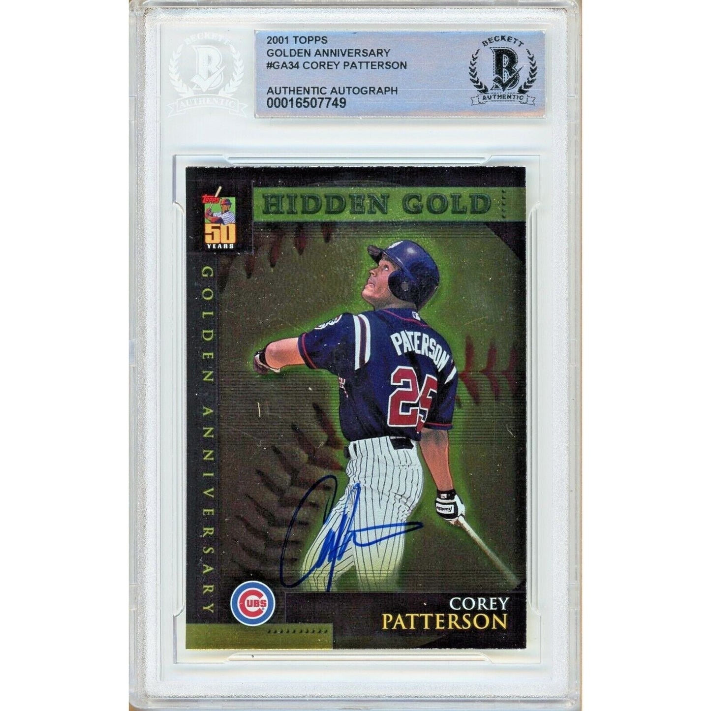 2001 Topps Golden Anniversary #GA34 — Corey Patterson Chicago Cubs Autographed Trading Card — Beckett Authentication