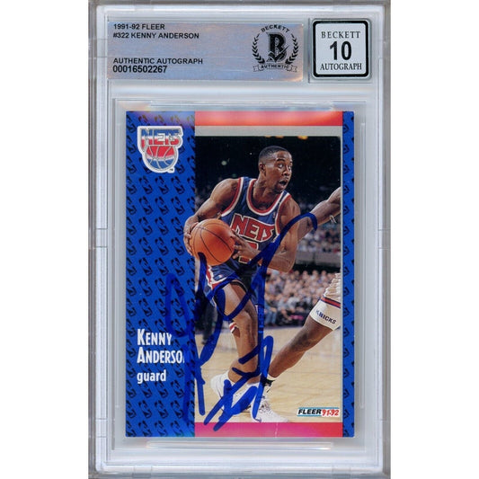 1991—92 Fleer #322 — Kenny Anderson New Jersey Nets Autographed Trading Card — Beckett Authentication