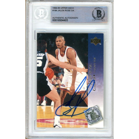 1994-95 Upper Deck #184 — Jalen Rose Denver Nuggets Autographed Trading Card — Beckett Authentication