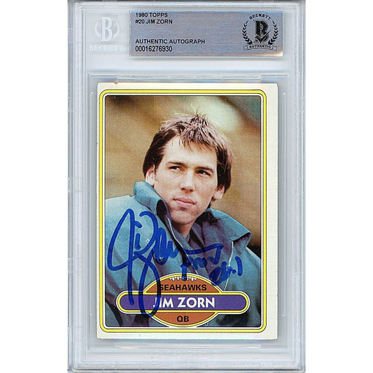 1980 Topps — Jim Zorn Seattle Seahawks Autographed Trading Card — Beckett Authentication