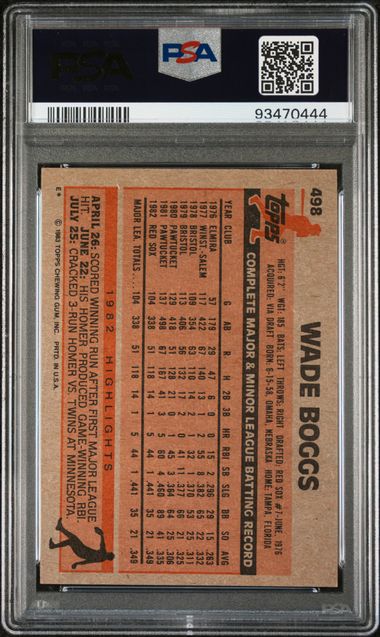Graded 1983 Topps Wade Boggs #498 Rookie RC Baseball Card PSA 7 NM