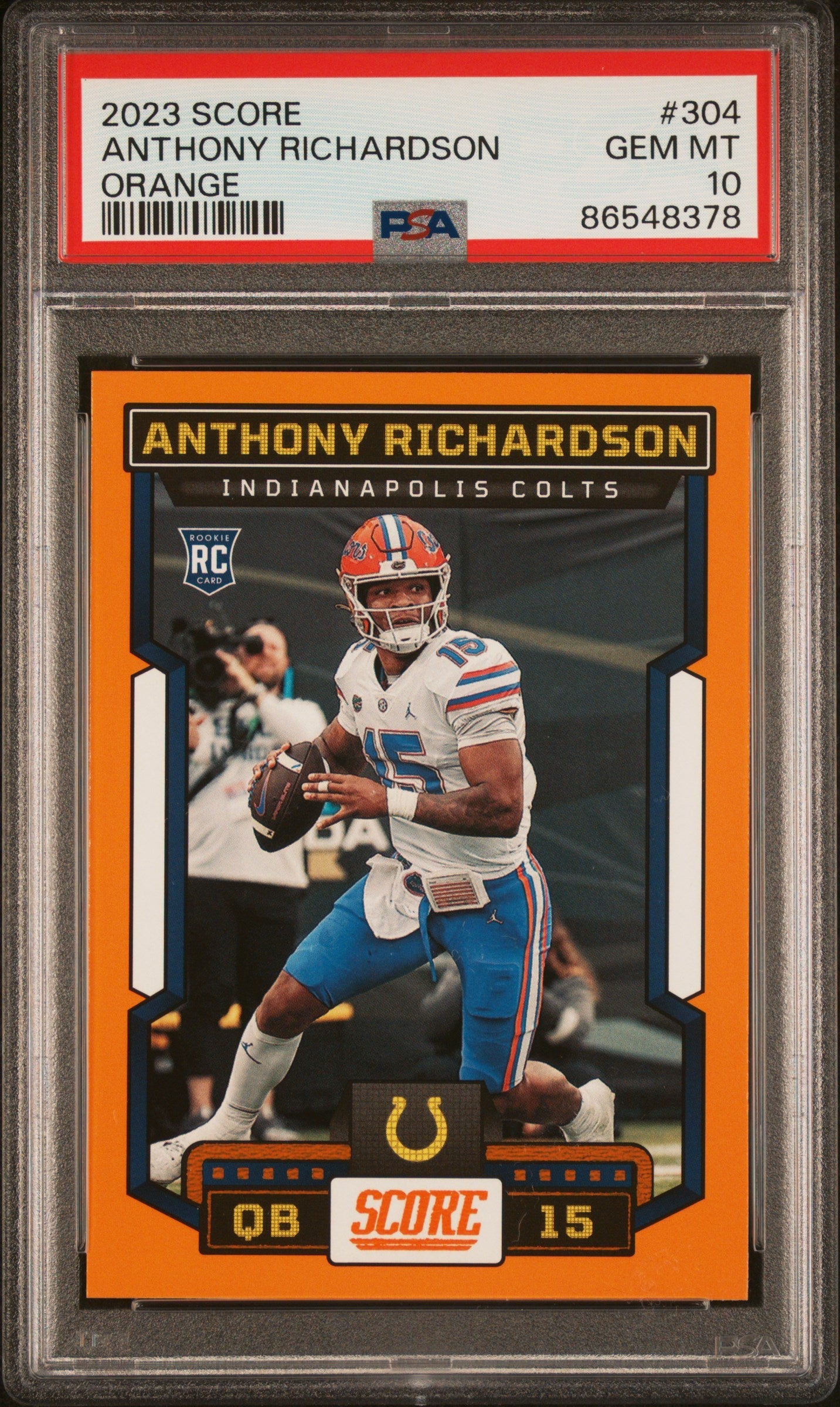 Graded 2023 Panini Score Anthony Richardson #304 Orange Rookie RC Football Card PSA 10 Gem Mint