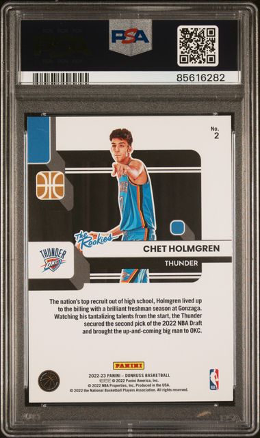 Graded 2022 Panini Donruss Chet Holmgren #2 The Rookies Rookie RC Basketball Card PSA 10 Gem Mint