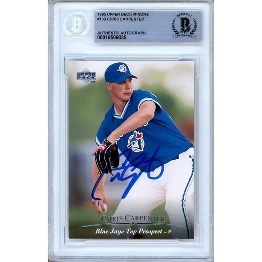 1995 Upper Deck Minors #133 — Chris Carpenter Toronto Blue Jays Autographed Trading Card — Beckett Authentication
