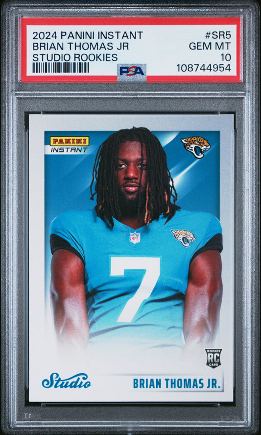 Graded 2024 Panini Instant Brian Thomas Jr #SR5 Studio Rookies Rookie RC Football Card PSA 10 Gem Mint