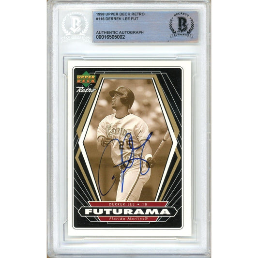 1998 Upper Deck Retro #116 — Derrek Lee Miami Marlins Autographed Trading Card — Beckett Authentication
