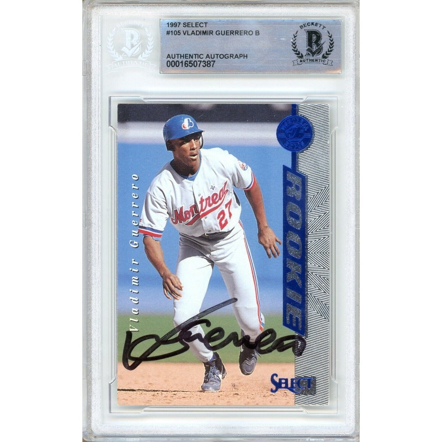 Vladimir Guerrero Montreal Expos Signed 1997 Select Rookie Card Beckett Auth Auto Slab