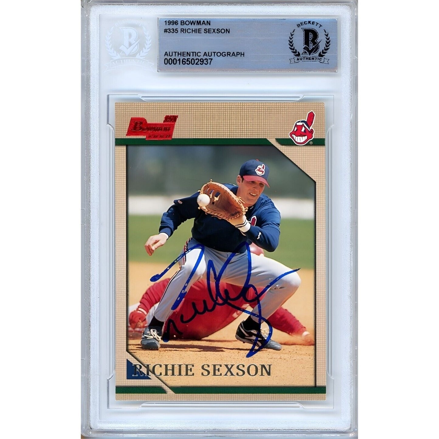 Richie Sexson Cleveland Indians Signed 1996 Bowman Rookie Card Beckett Auth Auto Slab