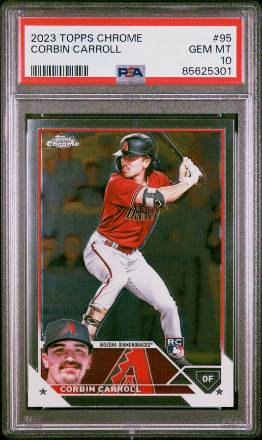 Graded 2023 Topps Chrome Corbin Carroll #95 Rookie RC Baseball Card PSA 10 Gem Mint
