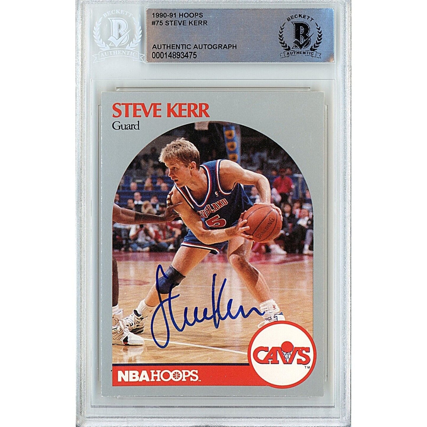 Steve Kerr Cleveland Cavaliers Signed 1990-91 NBA Hoops Card Beckett Authentic Auto Slab