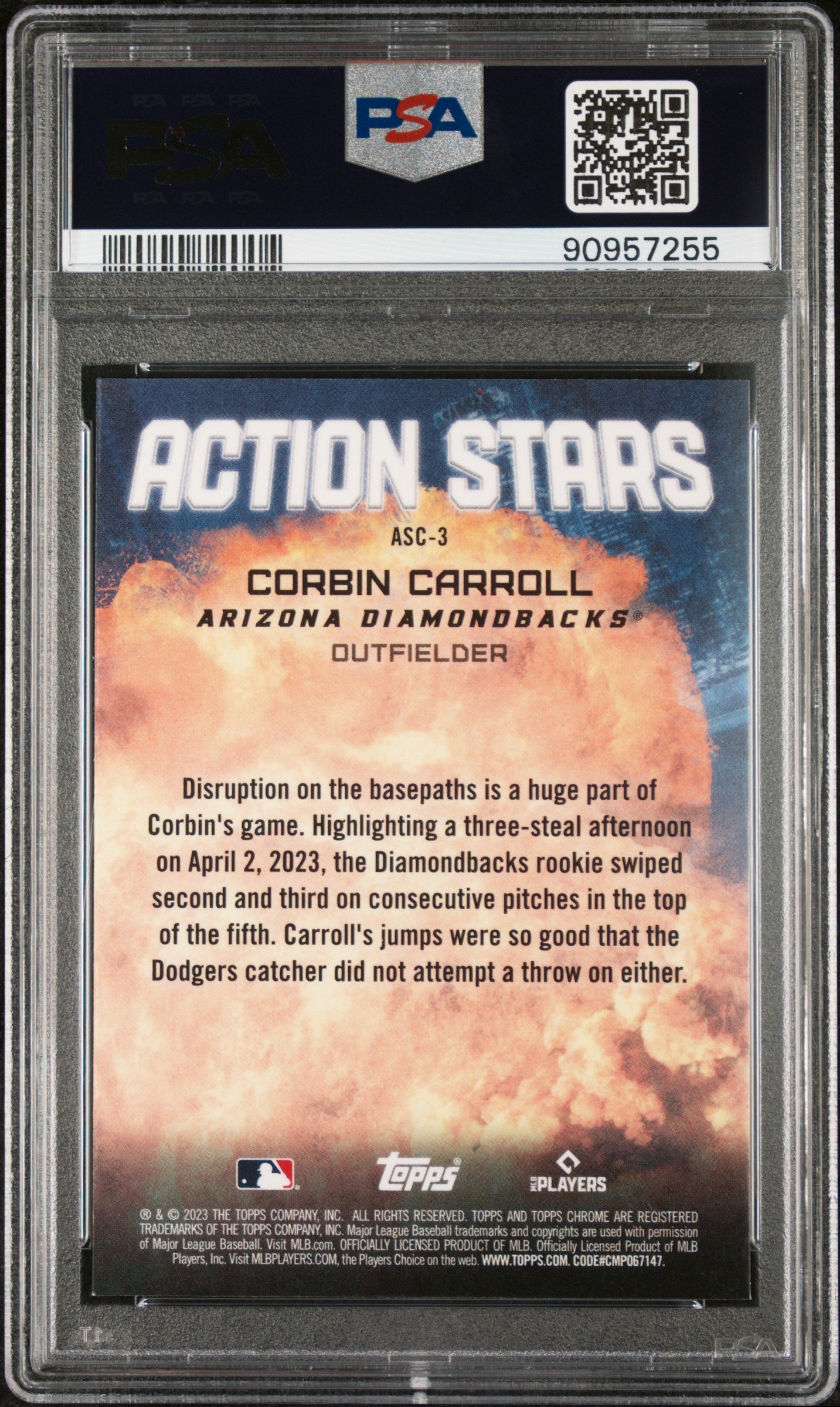 Graded 2023 Topps Chrome Update Corbin Carroll #ASC3 Action Stars Rookie RC Baseball Card PSA 10 Gem Mint