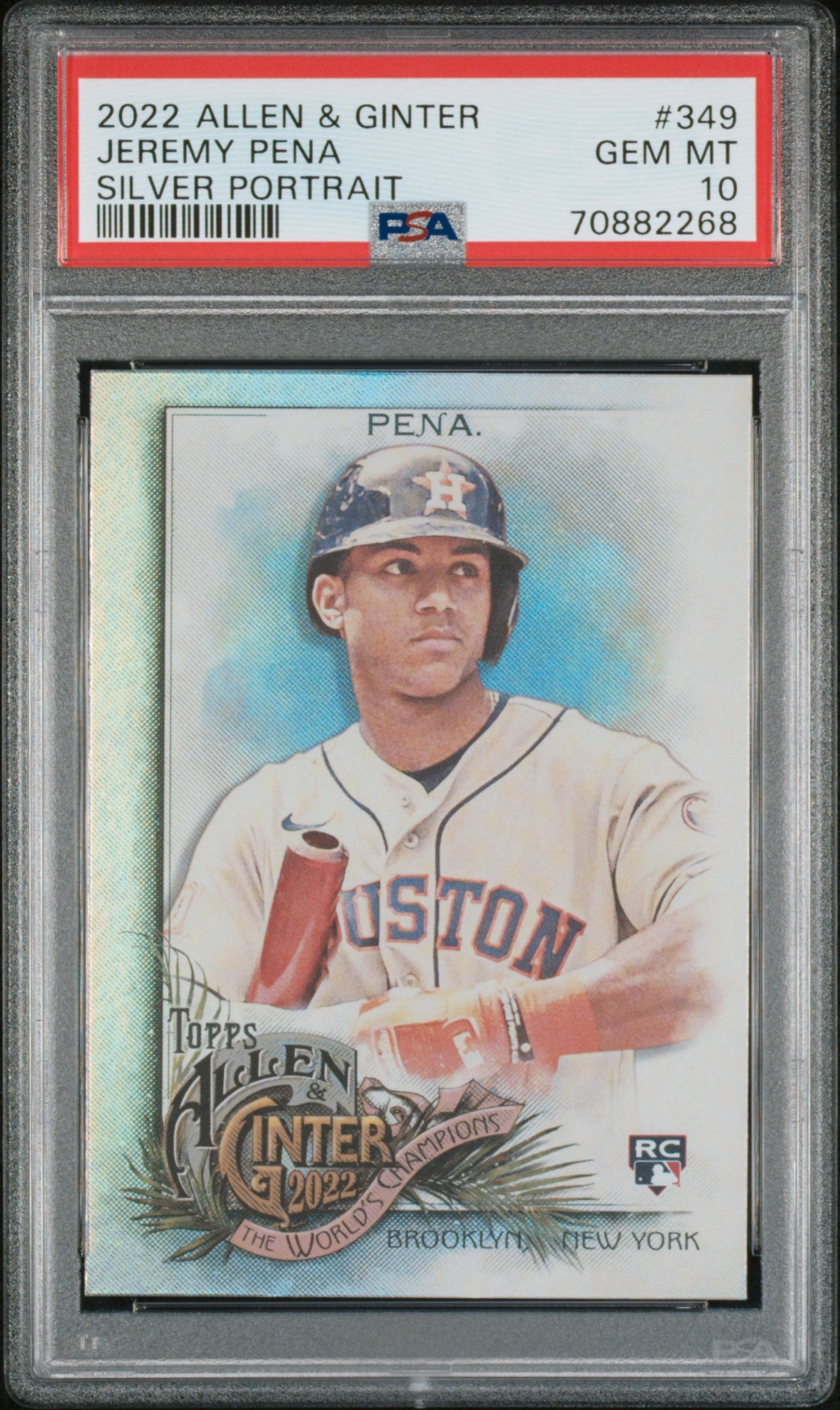 Graded 2022 Topps Allen & Ginter Jeremy Pena #349 Silver Portrait Rookie RC Baseball Card PSA 10 Gem Mint