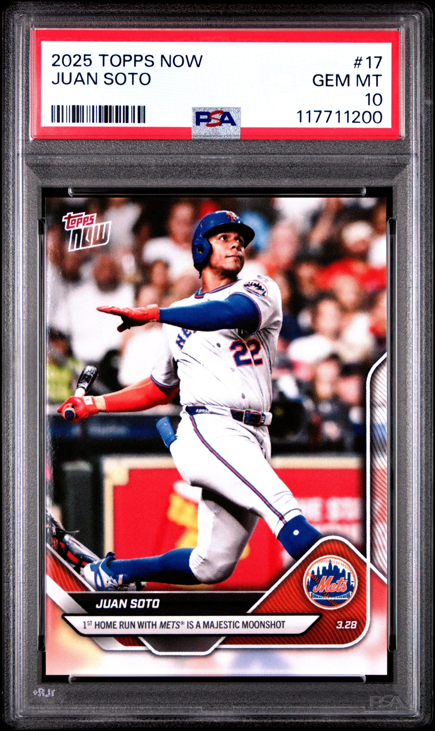 Graded 2025 Topps Now Juan Soto #17 Baseball Card PSA 10 Gem Mint