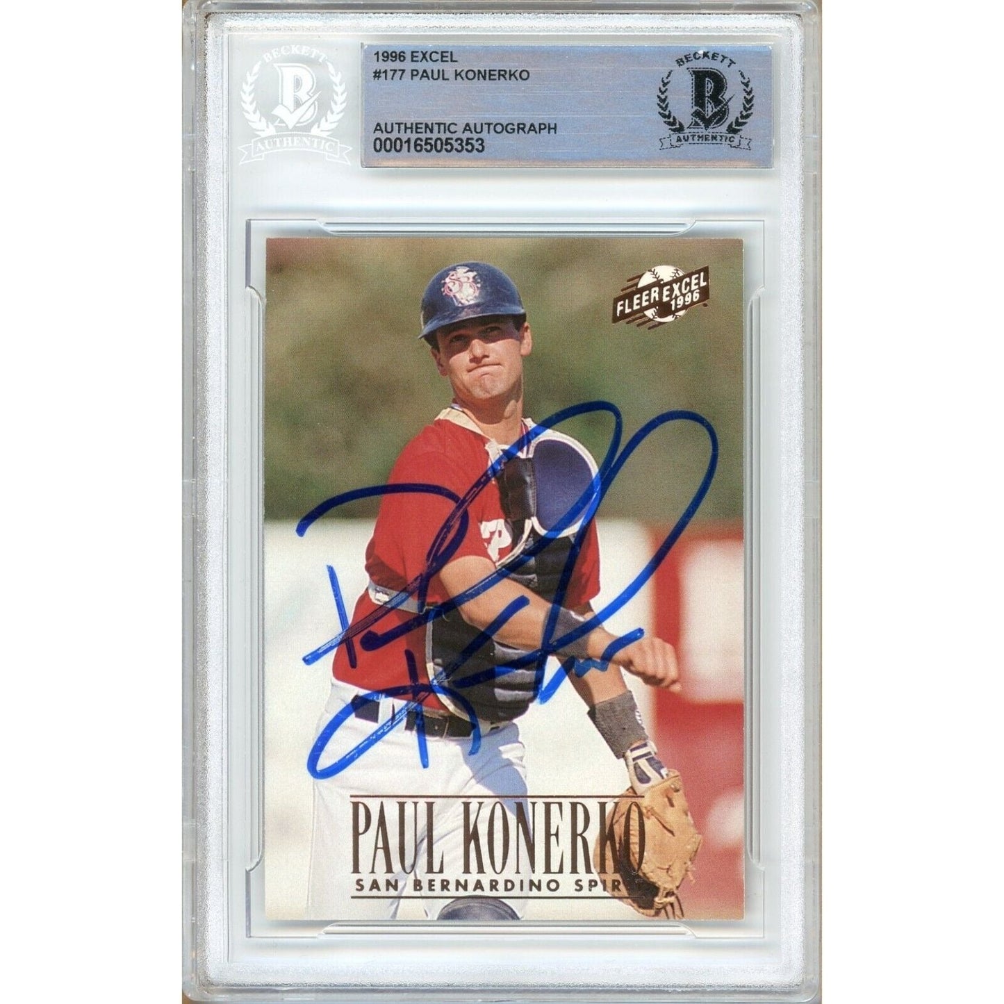 Paul Konerko Los Angeles Dodgers Signed 1996 Fleer Excel Baseball Card Beckett Auth Auto