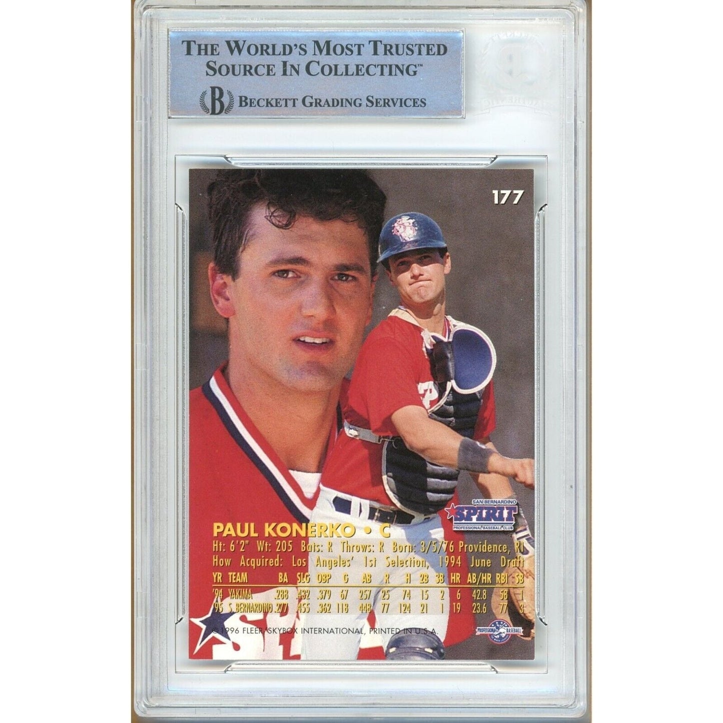 Paul Konerko Los Angeles Dodgers Signed 1996 Fleer Excel Baseball Card Beckett Auth Auto