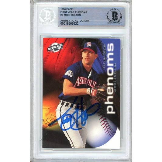 Todd Helton Colorado Rockies Signed 1996 Fleer Excel Card Beckett Authentic Auto Slab HOF