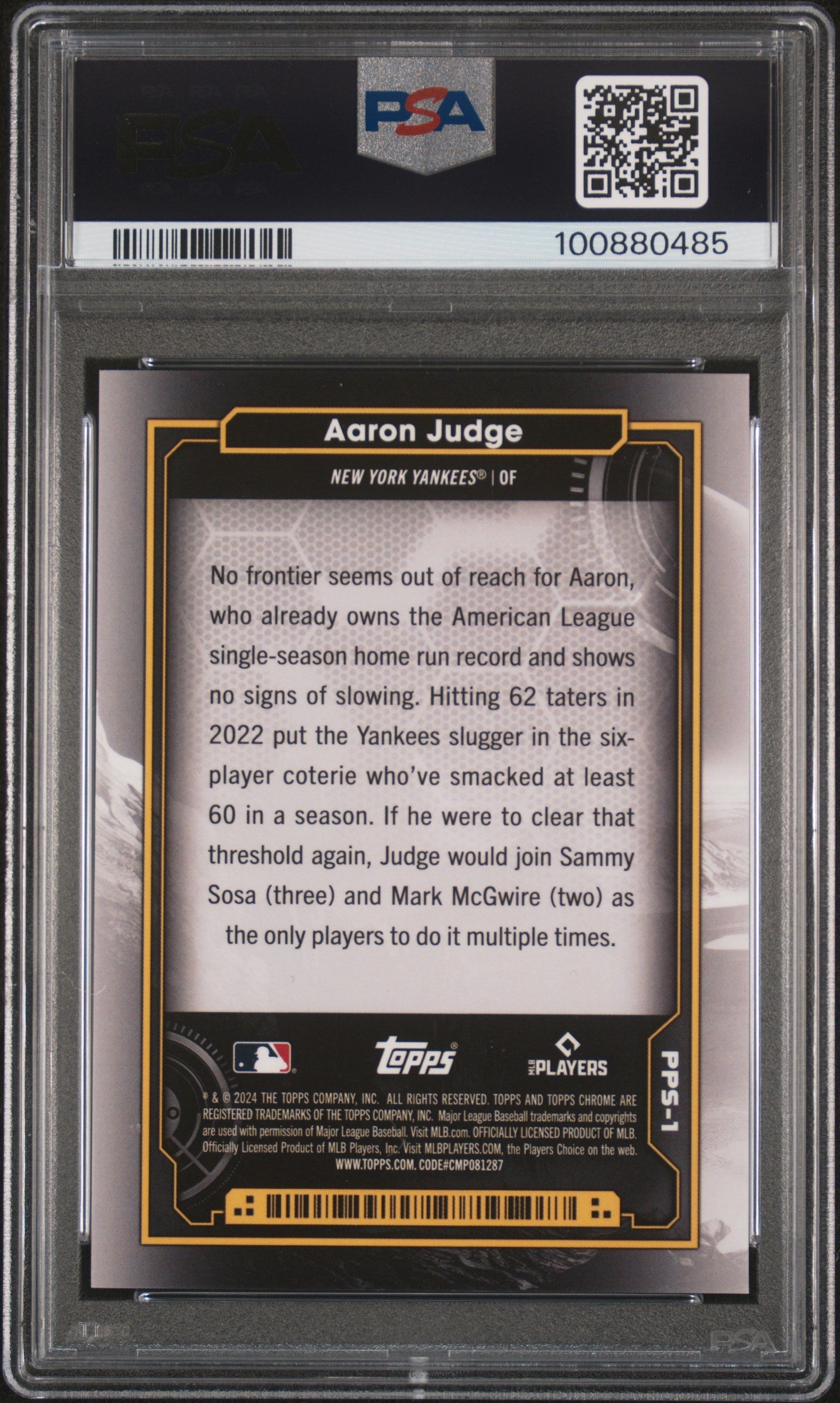 Graded 2024 Topps Chrome Cosmic Aaron Judge #1 Planetary Pursuit The Sun Baseball Card PSA 10 Gem Mint