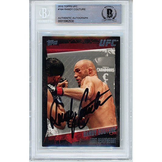 Randy Couture UFC Signed 2010 Topps MMA Trading Card Beckett Authentic Auto Slab