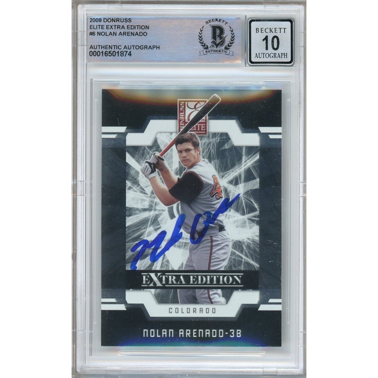 Nolan Arenado St Louis Cardinals Signed 2009 Elite Extra Edition Card BGS Auto 10 Graded