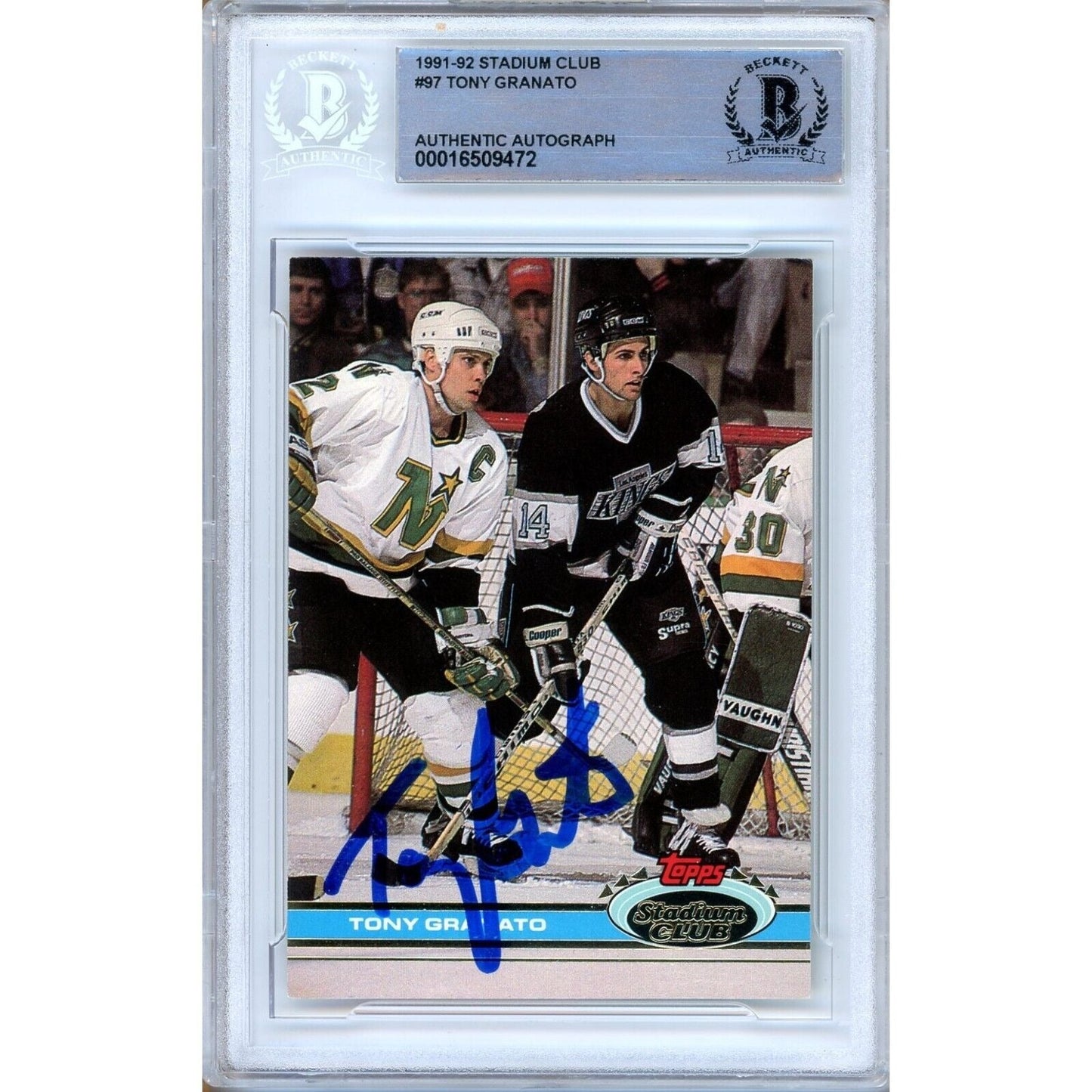 Tony Granato Los Angeles Kings Signed 1991-92 Stadium Club Card Beckett Auth Auto Slab