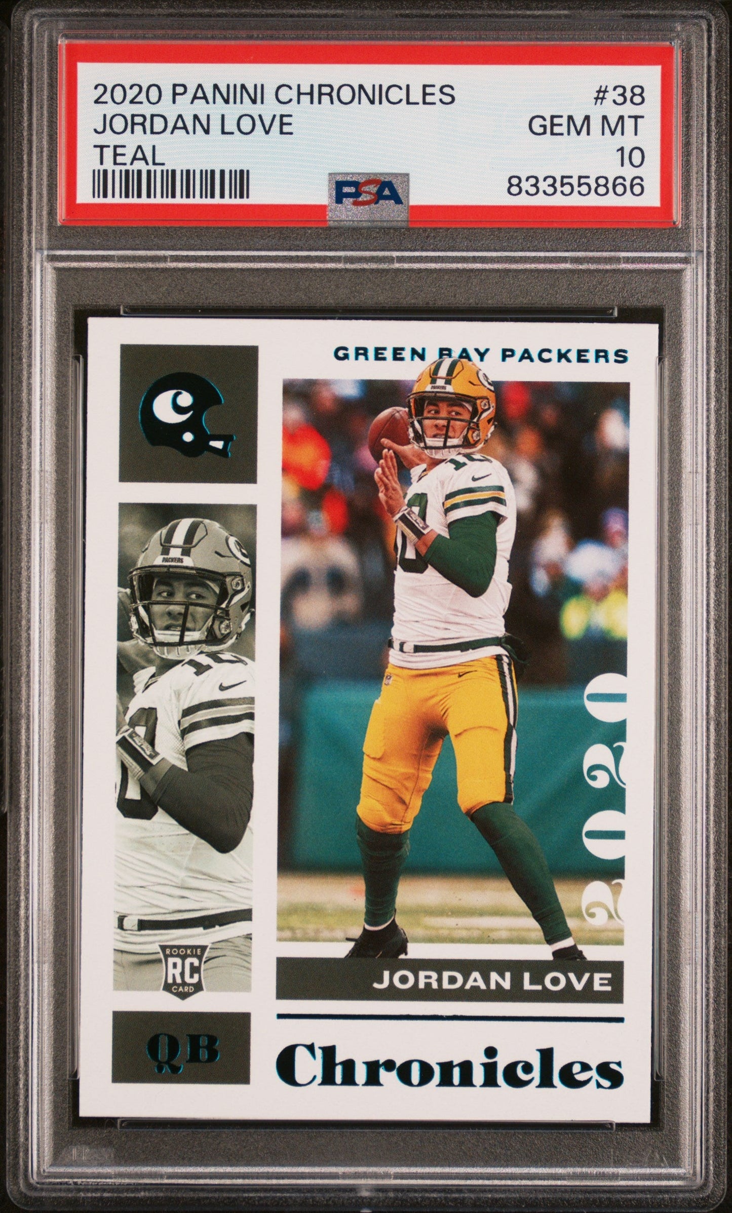 Graded 2020 Panini Chronicles Jordan Love #38 Teal Rookie RC Football Card PSA 10 Gem Mint