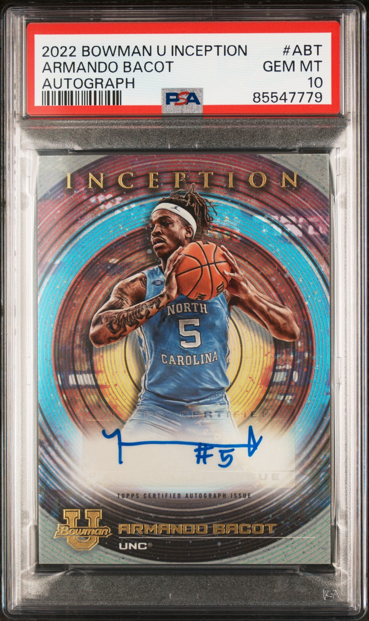 Graded 2022 Topps Bowman U Inception Armando Bacot #ABT Autograph Rookie RC Basketball Card PSA 10 Gem Mint - Sport Cards