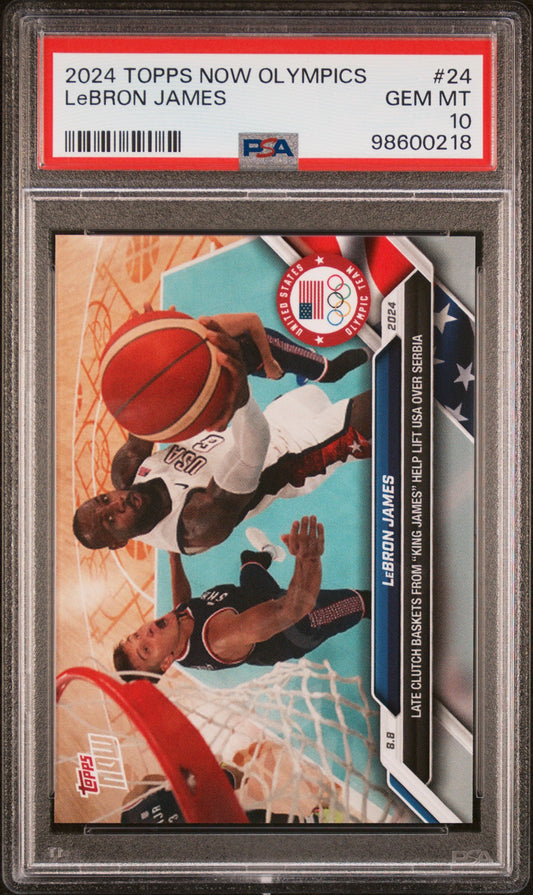 Graded 2024 Topps Now Olympics LeBron James #24 Basketball Card PSA 10 Gem Mint